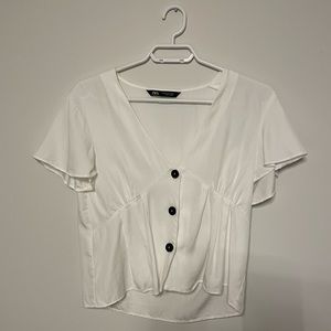 Zara short button up top size medium